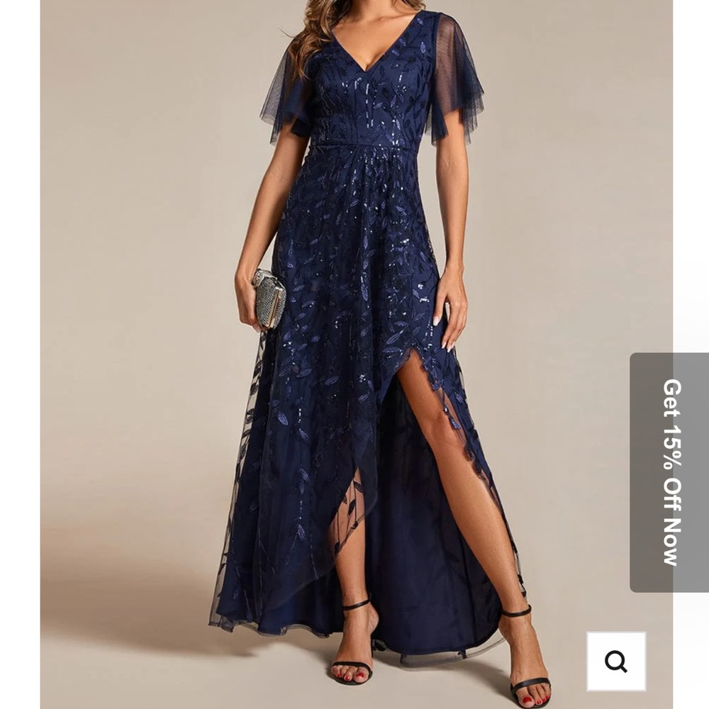 Baltic Born, sequin tool overlay dress, navy blue, size 16
